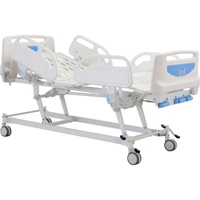 China Good Quality Medical Equipment ABS Plastic Blue Headboard Three Cranks Manual Hospital Bed for sale