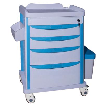 China Emergency Aid Traditional Furniture Hospital ABS Patient Trolley , Medical Drug Laundry Crash Trolley Wheels for sale