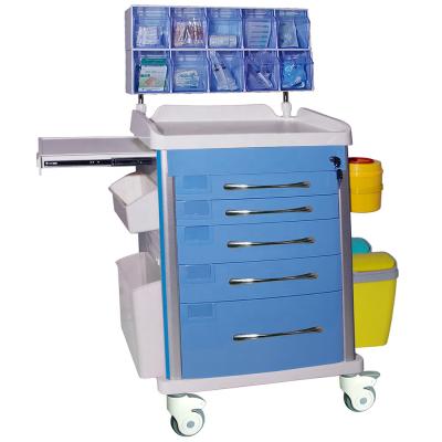 China Factory direct sale modern plastic anesthesia medical trolley with drawers and transparent box for sale