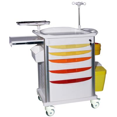 China Modern Medical Instrument Supply Crash Carts With Wheels Hospital Trolley Emergency for sale