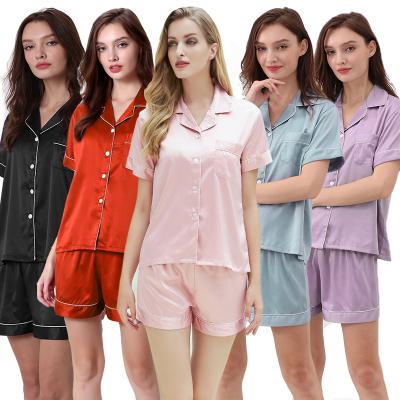 China 2021 NEW QUICK DRY pink bridesmaid nightgown silk pajamas good value satin sleeve shorts women pajamas for sale