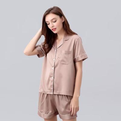 China QUICK DRY pajamas sets wholesale new design homefit textile short sleeve with shorts satin personality pajamas for sale