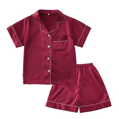 China High Quality QUICK DRY satin pajamas kids soft waist fabric sleep wear for child silk pajamas with shorts for sale