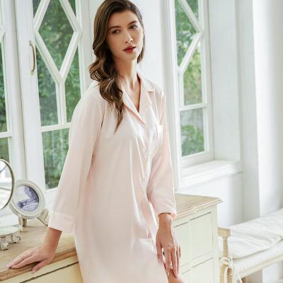 China 2021 New Long Nightgown Robe Satin In-stock Long Sleeve Nightgown Nightwear Women's Home Wear QUICK DRY for sale