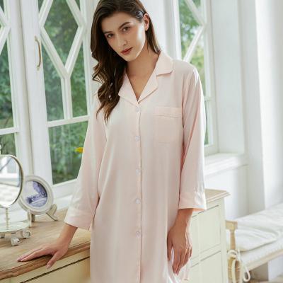 China Wholesale QUICK DRY pajamas for lady sleep shirt satin silk pajamas women home use long shirt for sale