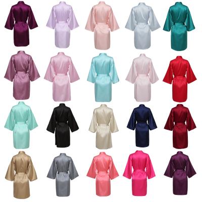 China Wholesale QUICK DRY Silk Robes Wholesale Custom Wedding Kimono Robes Knee Length Satin Robe Long Robe Bridesmaid Sleepwear for sale