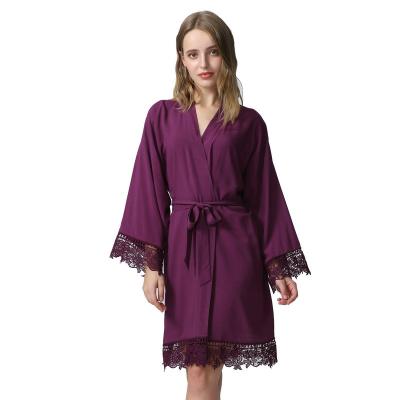 China QUICK DRY Women's Nightgown Robe Rayon Cotton Long Robes With Lace Nightgown Plus Size Sleepwear Child Long Robes for sale