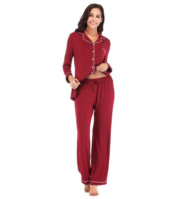 China QUICK DRY modal pajamas set wholesale long sleeve with pants sleepwear for women for sale