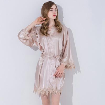 China Cheapest QUICK DRY Lace Satin Robe Women Bridal Sleepwear for sale