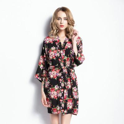 China Discount QUICK DRY Cotton Long Robe Women Floral Sleepwear Bathing Wear Robe for sale