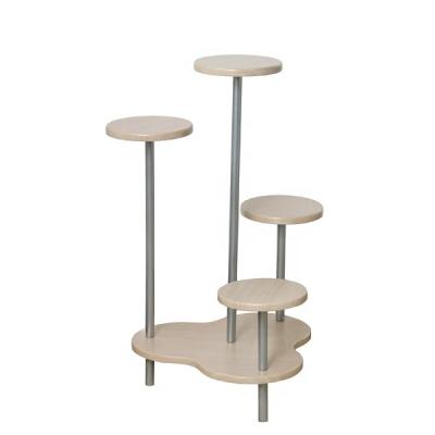 China Modern Metal Corner Flower Potted Plant Stand With Wooden Top Factory Wholesale for sale