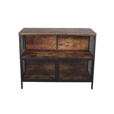 China Living Convertible Brown Dining Room Furniture Home Kitchen Rustic Sideboard Cabinet With Storage for sale