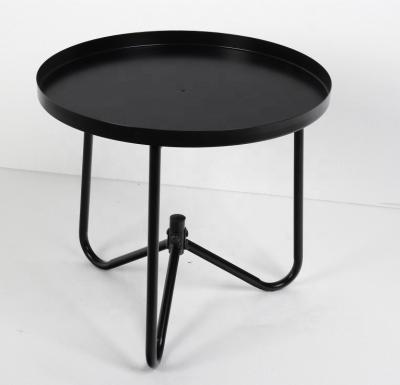 China Modern Round Convertible Black Metal Side Nesting Cafe End Table For Living Room for sale