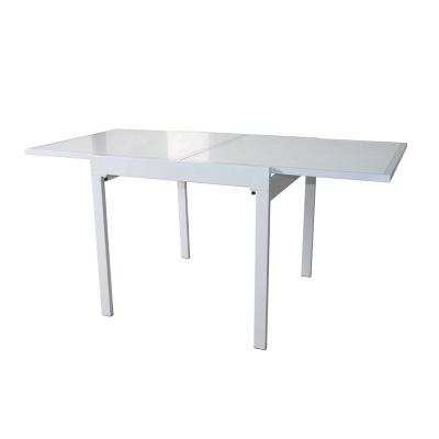 China DINING TABLE Metal Frame Glass Top Tempered Dining Table in Extension Design for sale