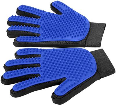 China So-easy stocked glove Guantes de mascotas Deshedding pet grooming gloves aseo silicone pet hair remover brush glove with grooming tips for sale