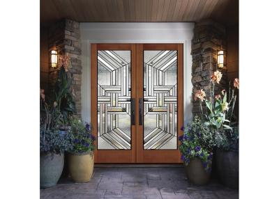 China Custom Wooden Door Glass , Theft Proof Bevel Translucent Glass Panels for sale