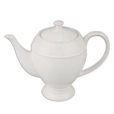 China Modern Design Sustainable Wholesale Handle Ceramic Teapot Rose Pattern Tea Pot With Lid For Weddings Party for sale