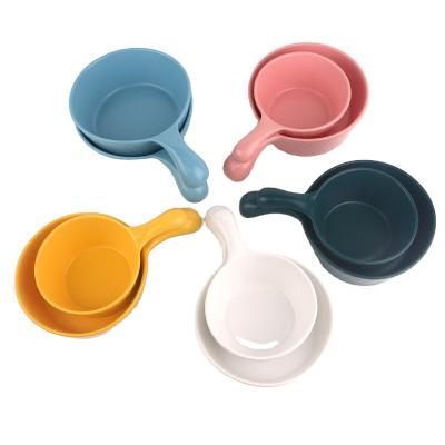 China Northern Europe Sustainable Wholesale Colorful Fruit Ceramic Support Bowl With Handle for sale