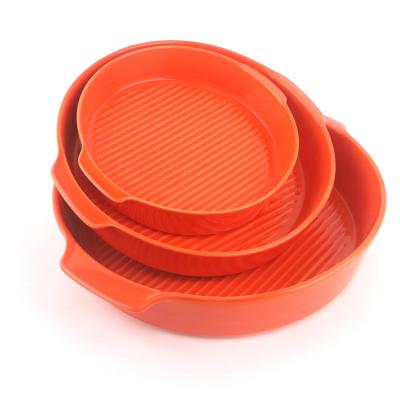 China New Design Viable Color Cookware Round-Lined Deep Baking Dish With Double Ear for sale