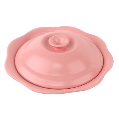 China Viable Wholesale High Quality Matte Color Ceramic Flower Shape Stew With Lid for sale