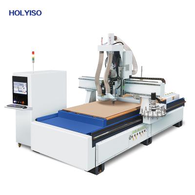 China Building Material Stores HOLYISO KIN-NC16-A9 Double Station CNC Cutting Machine With Drill Bag Wood Cutting Machine for sale