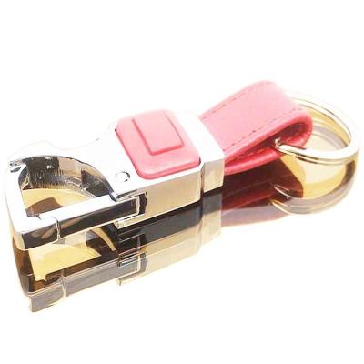 China Custom Multi Design Leather Metal Flashlight Car Promotion Gift Features Leather Car Key Chain Key Chain for sale