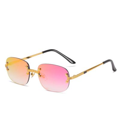 China Sunglasses Famous Brands designer sunglasses fashion style luxury oval round rimless glasses fashion 2021 sunglasses for sale