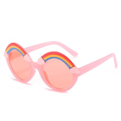 China Fashion Sunglasses 2021 Unique Fashion Style Design Jelly Colored Rainbow Cute Baby Kids Sunglasses for sale