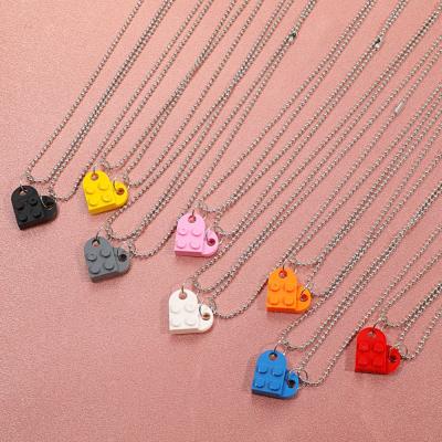 China 2021 New Style 9 Colors Fashion Is Resin Pendant Necklace Popular Silver Heart Chain Bead Hip Hop FASHIONABLE for sale