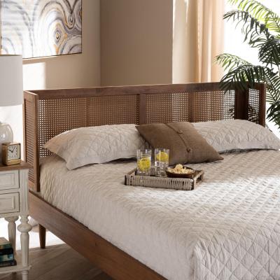 China Vintage Modern French Style Natural Rattan Cane Wooden Headboard for sale