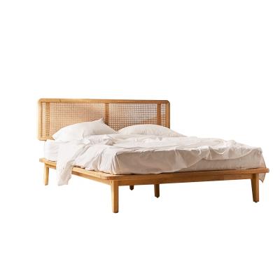 China Other Modern Danish Vintage Bedroom Furniture Rattan Cane Wood Beds for sale