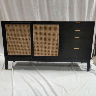 China Nordic Rattan/Wicker Home Rattan Drawer Side Solid Wood Storage Cabinet for sale