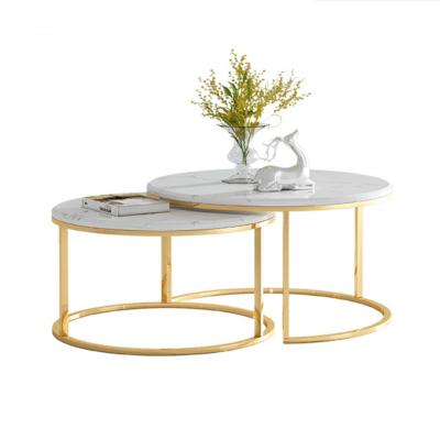 China (Other) stainless steel living room round marble coffee table adjustable creative design for sale