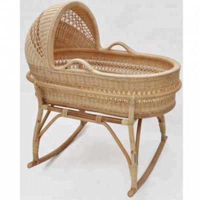 China Modern High Quality Natural Rattan Baby Crib Baby Crib Bay Bed With Canopy for sale