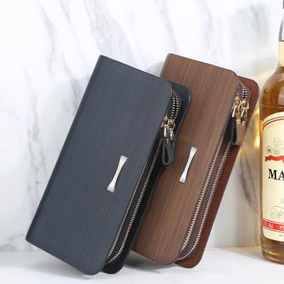 China Men's Clutch Bag Purse PU Zipper Wallet Business Hand Clutch Leather Phone Holder Anti-theft Anti-theft Long for sale