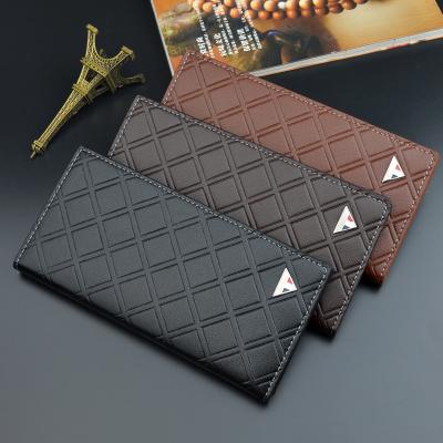 China European Fashion Business Fashion RFID Lattice Casual Men's Black Plaid Long Wallet for sale