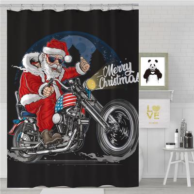 China Fashion Brand Viable Wholesale Custom Christmas Design 3d Printing Custom Modern Shower Curtain Bathroom Merry Christmas Shower Curtain for sale