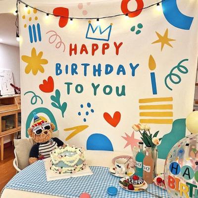 China Wholesale Traditional Wall Hanging Happy Birthday Tapestry for sale