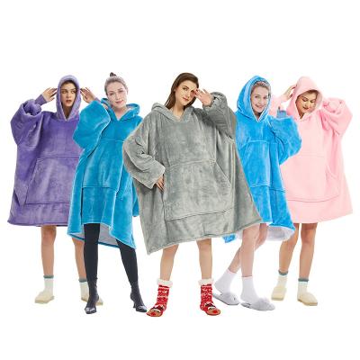 China Sustainable Cozy Giant Sherpa Covers Hoodie Fleece Oversized Blanket Wearable Gift For Adults Men Women for sale