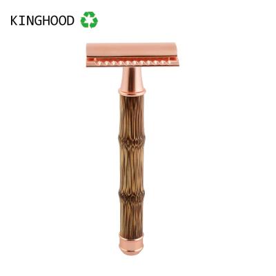 China Twin Blade Handle Bamboo Wood Men's Safety Razor Double Edge Shaving Safety Razor for sale