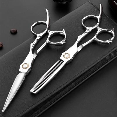 China Professional Single Thinning Scissors Stainless Steel Hair Cutting Thinning Scissors And Barber Scissors Black 6.0 Silver Gold for sale