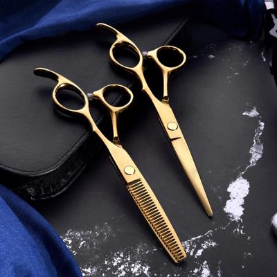 China Household Golden Shear Hair Thinning Scissors Hair Cutting Plated Hair Styling Scissors Set for sale