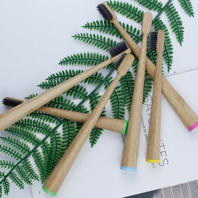 China Logo Travel Soft Bristle Standing Premium Reusable Custom Made Bamboo Toothbrush for sale