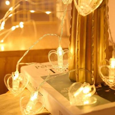 China Decoration New Hot-Selling Indoor and Outdoor Decorative Heart Shaped Dry Battery Clip String Light for sale