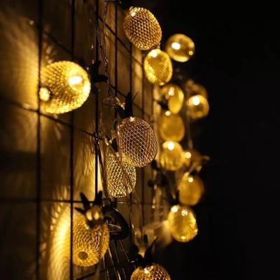 China Tree Light High Quality Gold Led Hollow Out Pineapple Light Indoor Waterproof Decoration Led Christmas Lights 10 String Light for sale