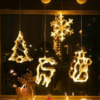 China 2020 New Arrival Christmas Led Tree Light Snowman Hallows Decorative Outdoor Waterproof LED Sucker Window Hanging Light for sale