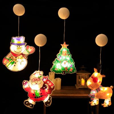 China New Practical Creative Dry Battery Holliday Lights Christmas Decoration Sucker Light Embellishment Window Hanging LED Suction Sucker Lamp for sale