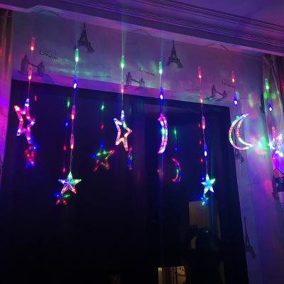 China Eco-friendly Romantic Star Moon Shape LED String Light Holiday Led Curtain Light for sale