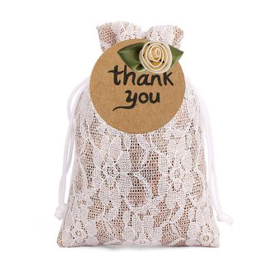 China Professional Custom Rope Handle Manufacturing Burlap Wedding Pouch With Lace China Made Jute Gift Bag Small Jute Drawstring Bag for sale