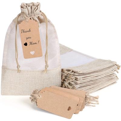 China High Quality Tea Jute Eco-Friendly Tea Bags Organza Window Gifts Storage Sheer Transparent Sheer Drawstring Bags for sale